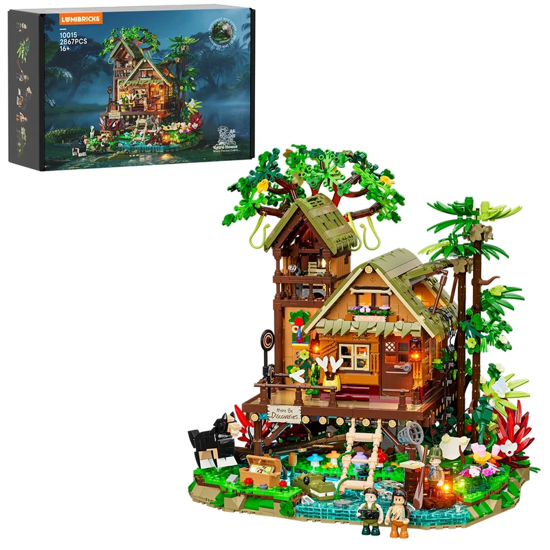 Lumibricks: Retro House - Misty Forest Cabin Brick Kit