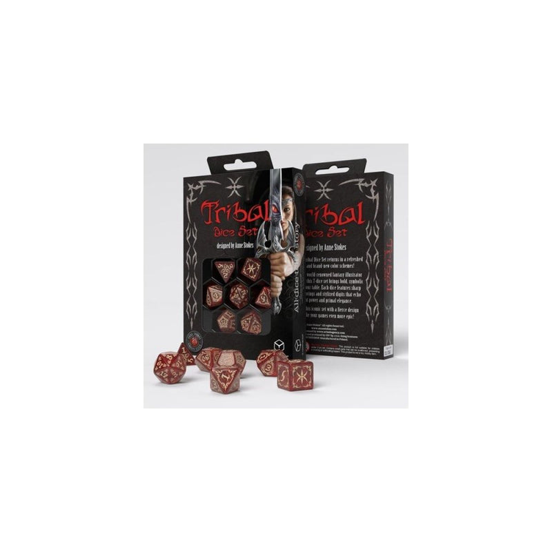 Q Workshop – Tribal Dice Set: Shimmering Red & Beige