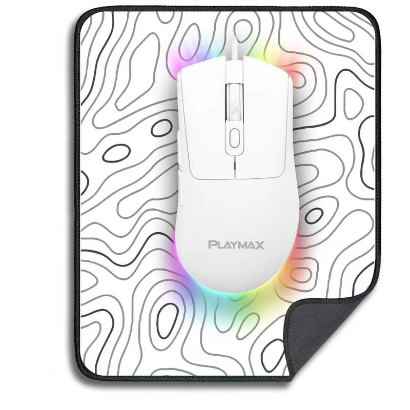 Playmax White RGB Gaming Mouse and Mouse Mat Combo