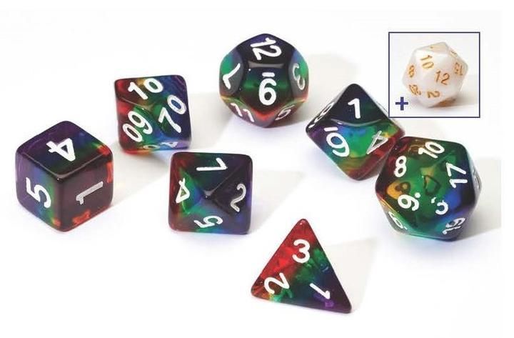 Sirius Dice: Polyhedral Dice Set -Rainbow Transparent Layered Resin