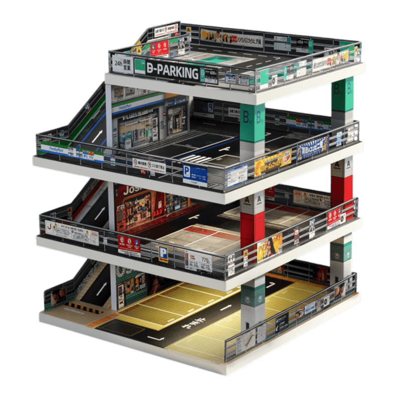 1:64 Diorama - Four Level Ramp Car Park Scene