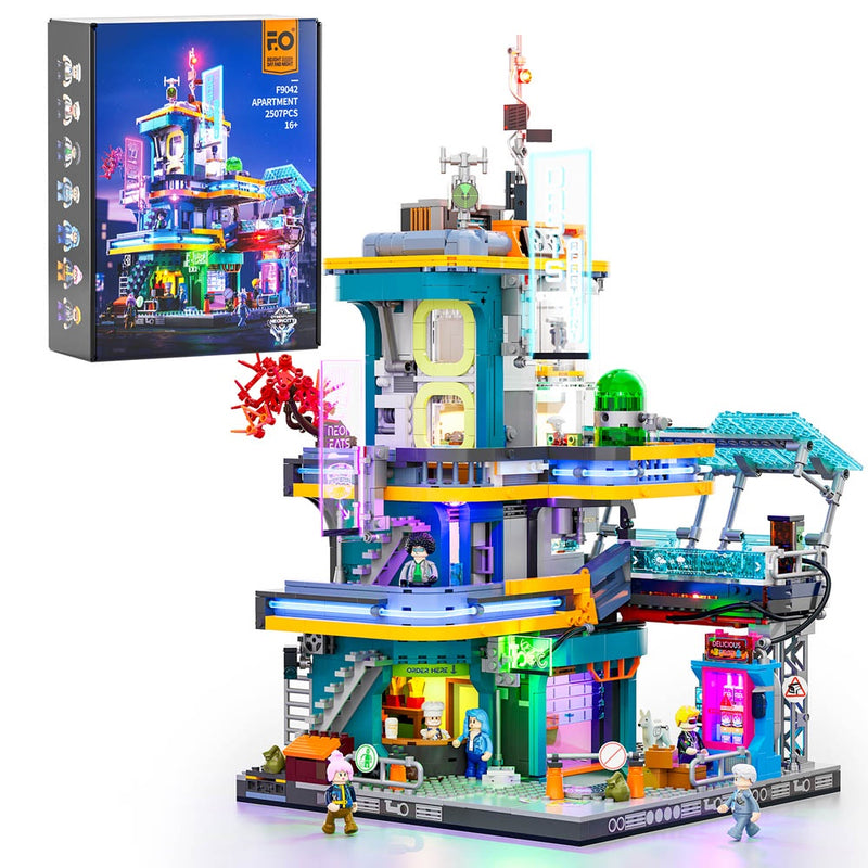 Lumibricks:  Cyberpunk Neoncity - Apartment Brick Kit