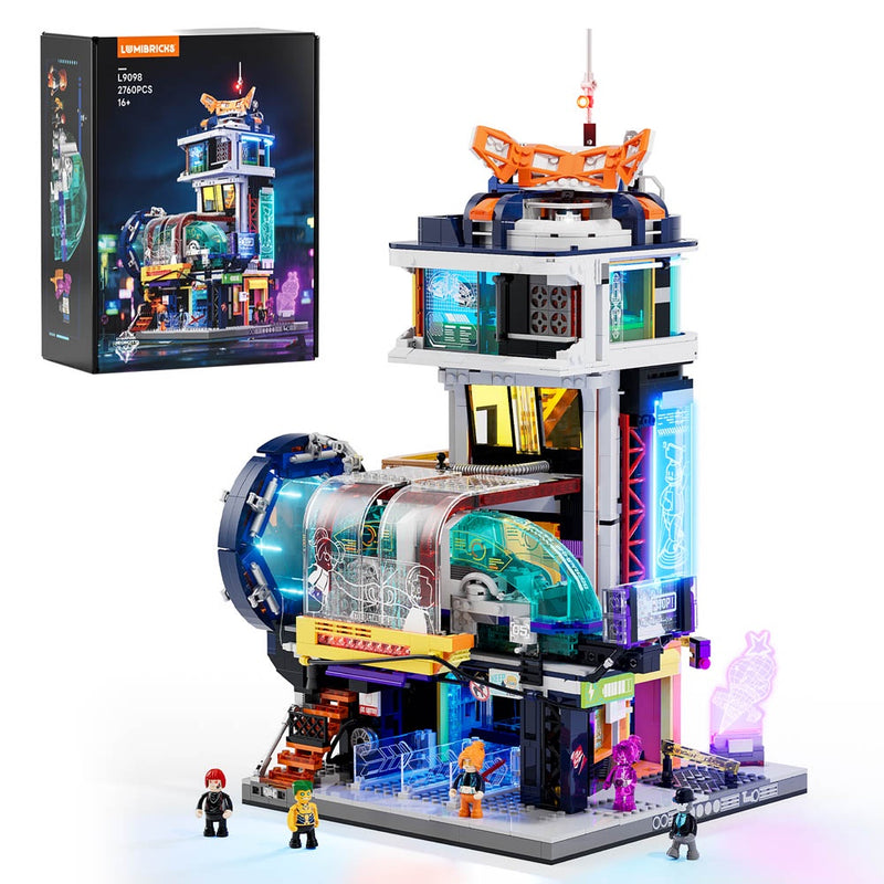 Lumibricks: Cyberpunk Neoncity - Floating Train Station Brick Kit