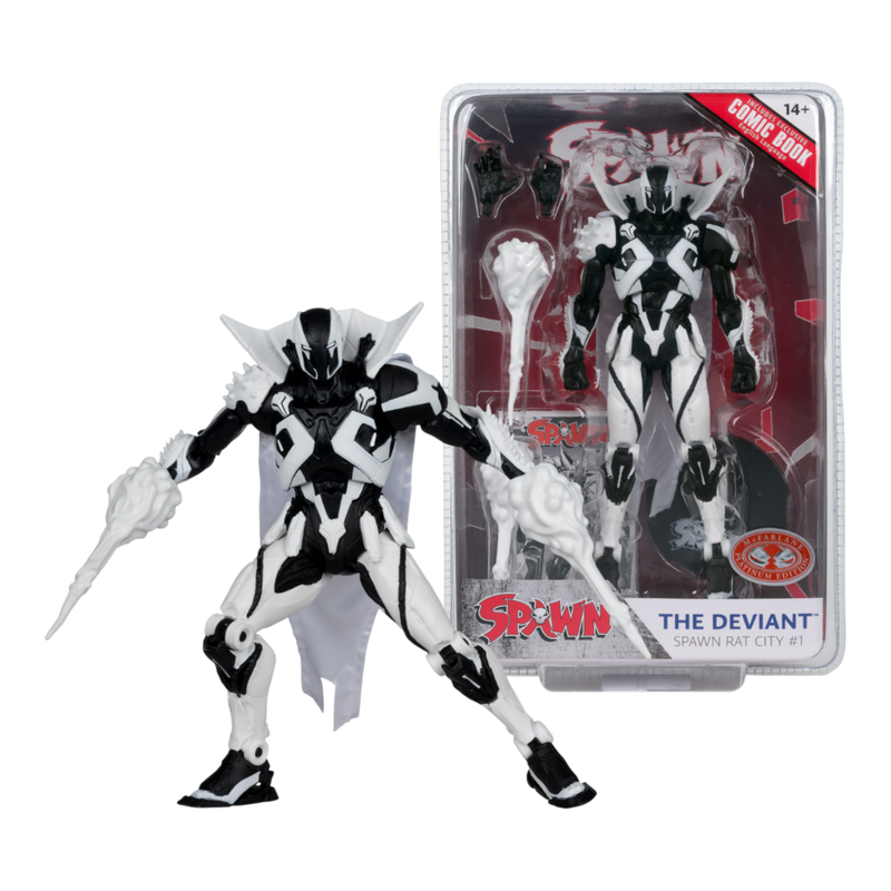 Spawn - The Deviant (Rat City) Black & White Spawn Rat City #1 Uncolored 7 Inch Figure with Comic